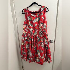 ModCloth Red Floral Fit-and-Flare Dress
